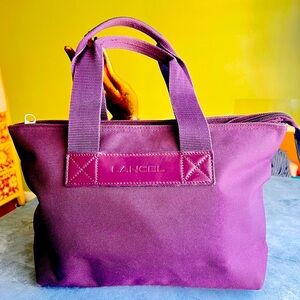 Lancel Purple Hand tote in canvas and leather EUC